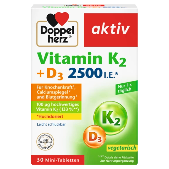 Doppelherz aktiv Vitamin K2 + D3 2500 I.E. Frontansicht